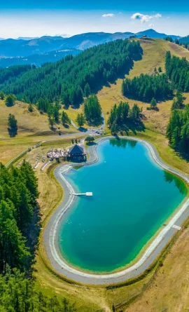 Vue aérienne du Lac du Sénateur à Valberg